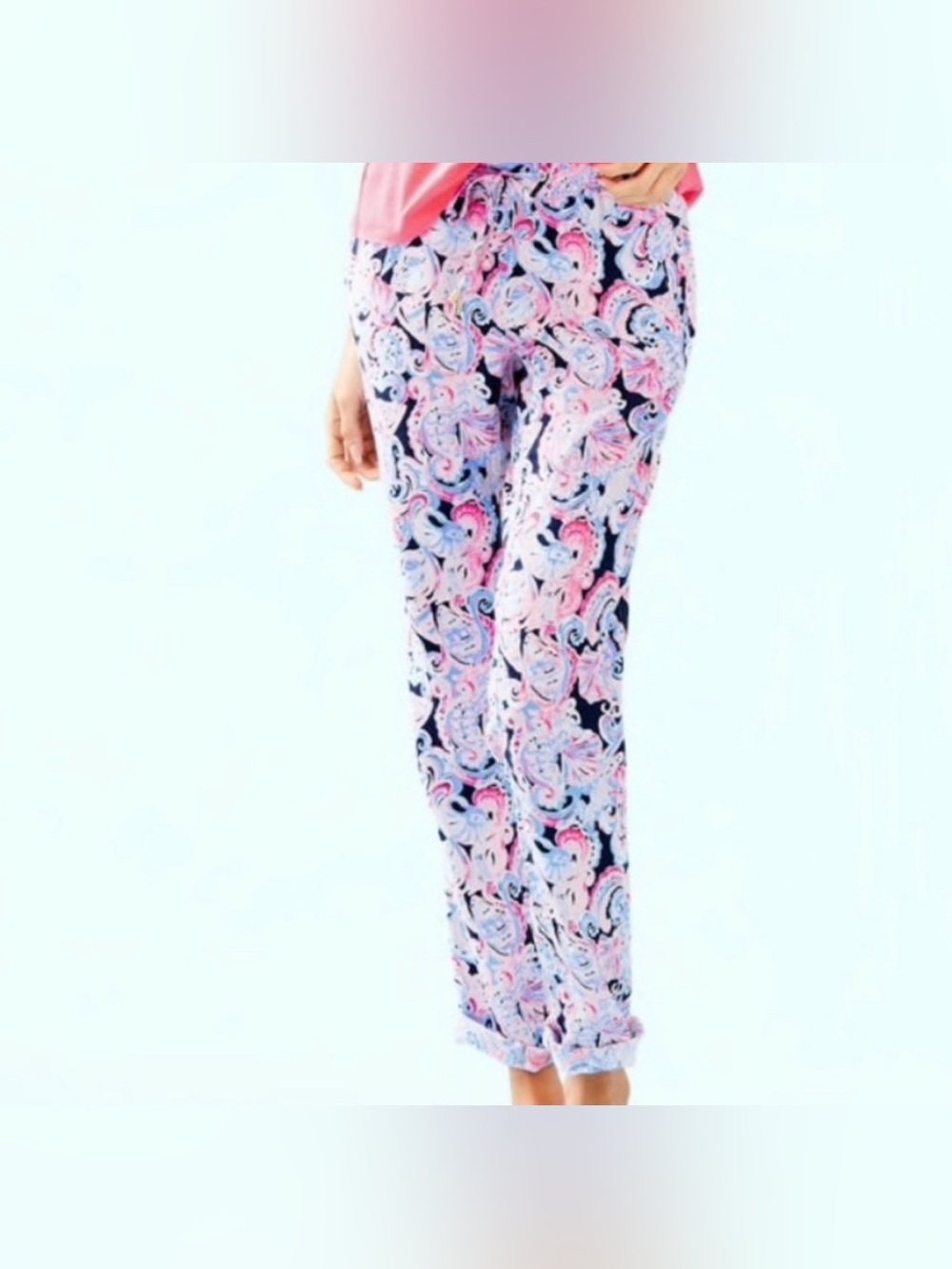 Lilly Pulitzer Aden Pants In Navy High Tide Its For Shore 100% Linen Sz.S Preppy